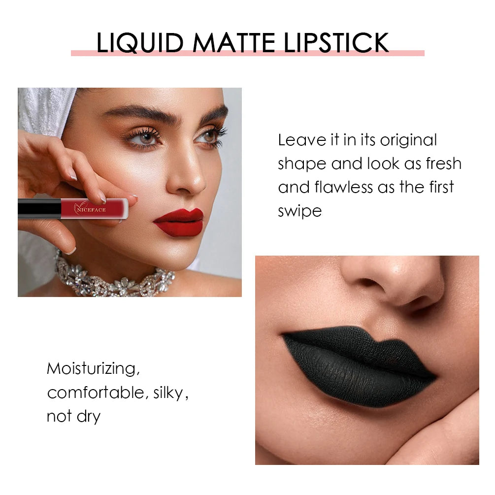 NICEFACE Nude Liquid Lipsticks Waterproof Velvet Matte Lip Gloss Long