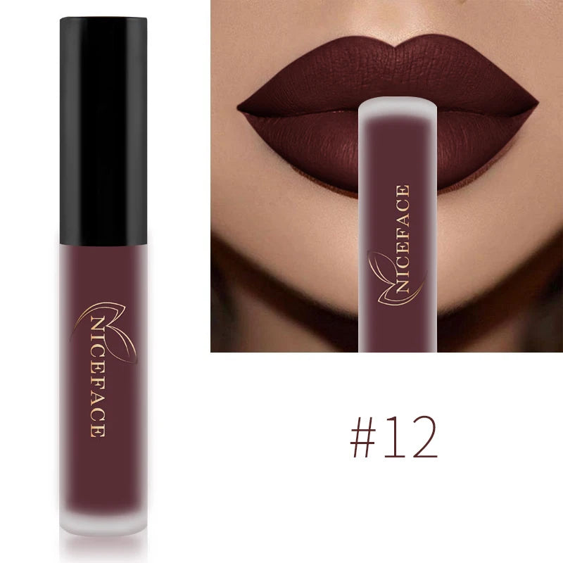 NICEFACE Nude Liquid Lipsticks Waterproof Velvet Matte Lip Gloss Long