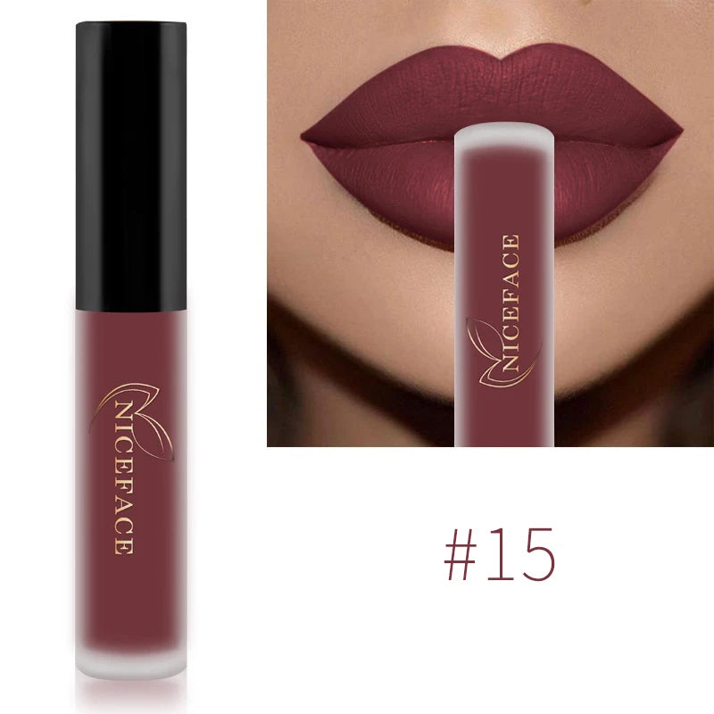 NICEFACE Nude Liquid Lipsticks Waterproof Velvet Matte Lip Gloss Long