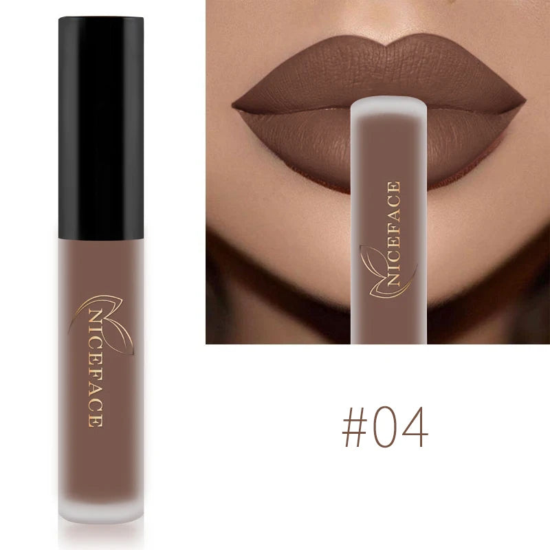 NICEFACE Nude Liquid Lipsticks Waterproof Velvet Matte Lip Gloss Long