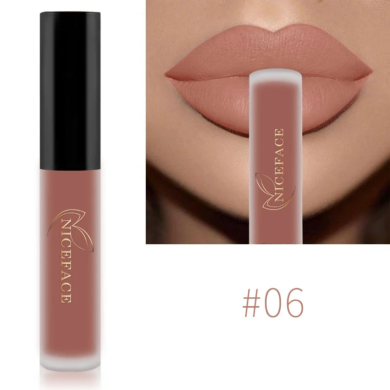 NICEFACE Nude Liquid Lipsticks Waterproof Velvet Matte Lip Gloss Long