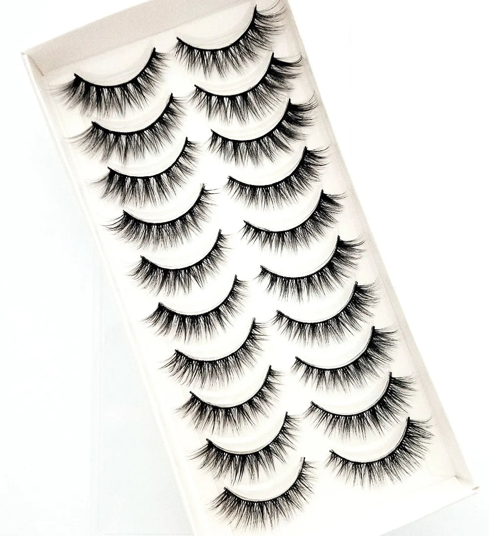 NEW 10 Pairs Natural False Eyelashes Fake Lashes Long Makeup 3d Mink Lashes