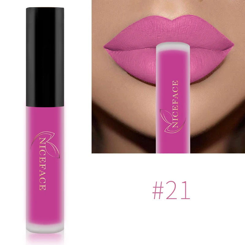 NICEFACE Nude Liquid Lipsticks Waterproof Velvet Matte Lip Gloss Long
