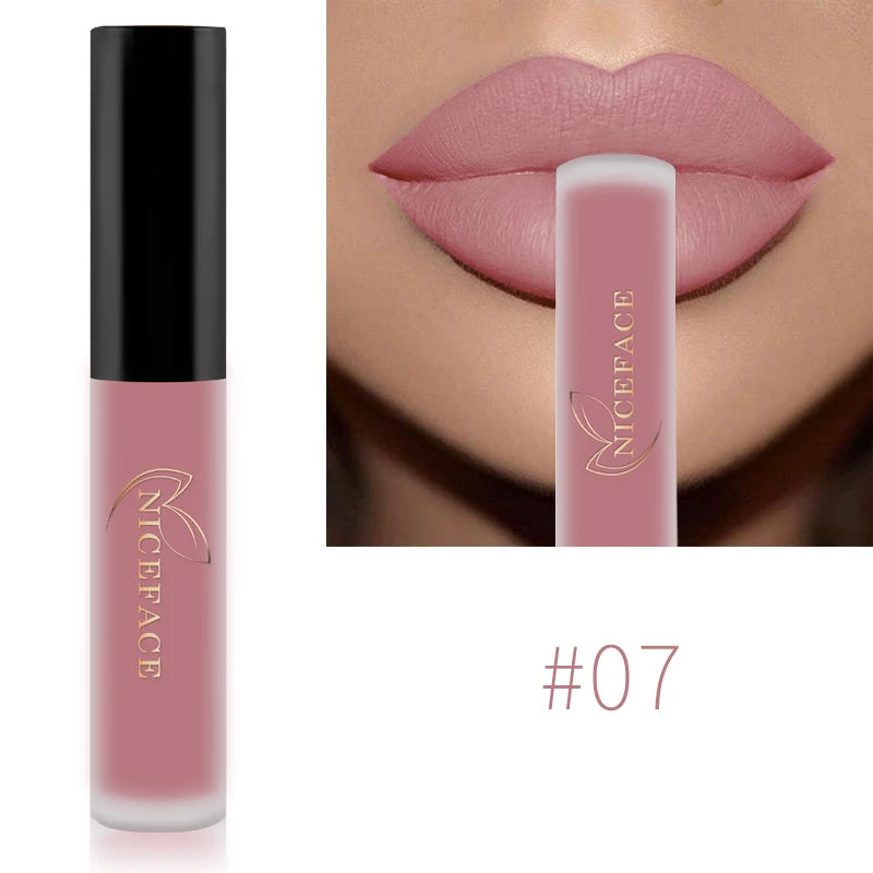 NICEFACE Nude Liquid Lipsticks Waterproof Velvet Matte Lip Gloss Long