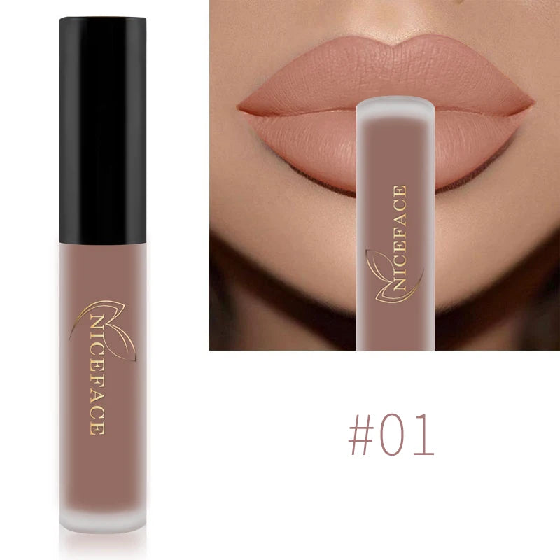 NICEFACE Nude Liquid Lipsticks Waterproof Velvet Matte Lip Gloss Long