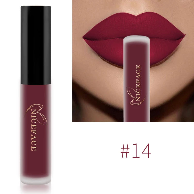 NICEFACE Nude Liquid Lipsticks Waterproof Velvet Matte Lip Gloss Long