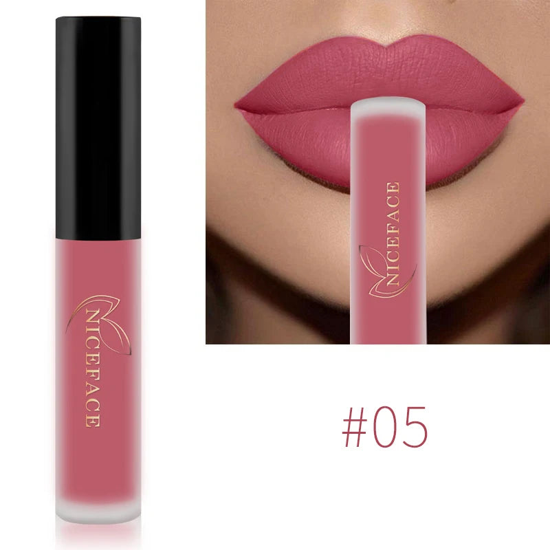 NICEFACE Nude Liquid Lipsticks Waterproof Velvet Matte Lip Gloss Long