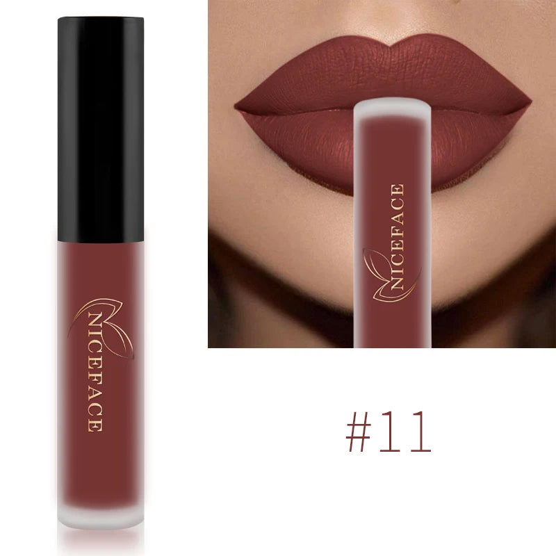 NICEFACE Nude Liquid Lipsticks Waterproof Velvet Matte Lip Gloss Long