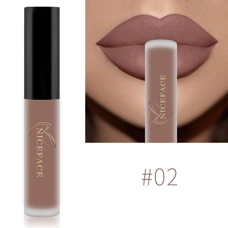 NICEFACE Nude Liquid Lipsticks Waterproof Velvet Matte Lip Gloss Long