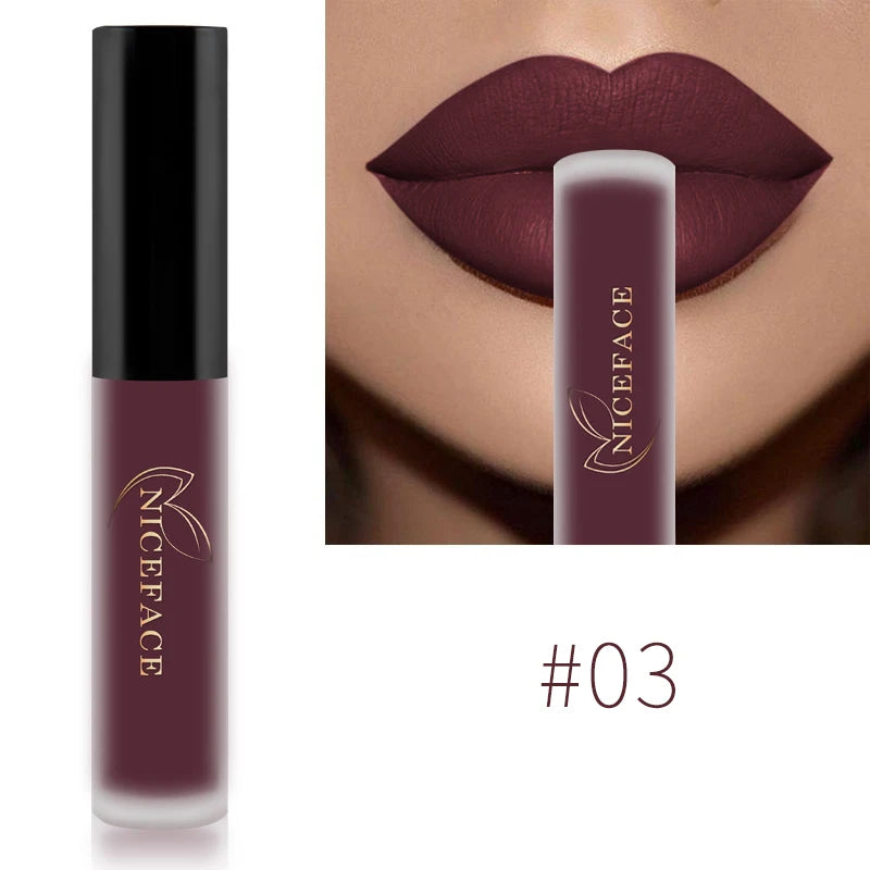 NICEFACE Nude Liquid Lipsticks Waterproof Velvet Matte Lip Gloss Long