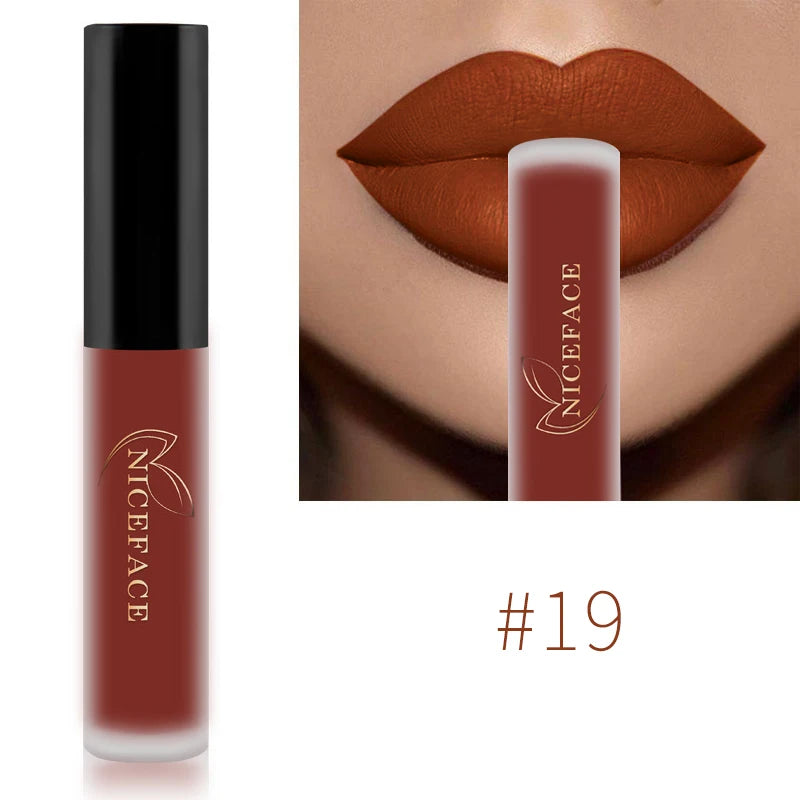 NICEFACE Nude Liquid Lipsticks Waterproof Velvet Matte Lip Gloss Long