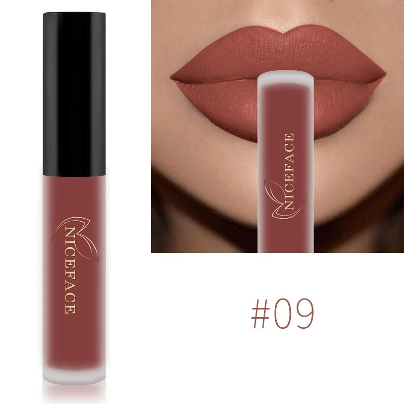 NICEFACE Nude Liquid Lipsticks Waterproof Velvet Matte Lip Gloss Long