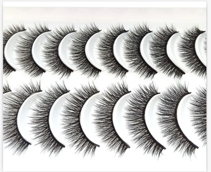 NEW 10 Pairs Natural False Eyelashes Fake Lashes Long Makeup 3d Mink Lashes