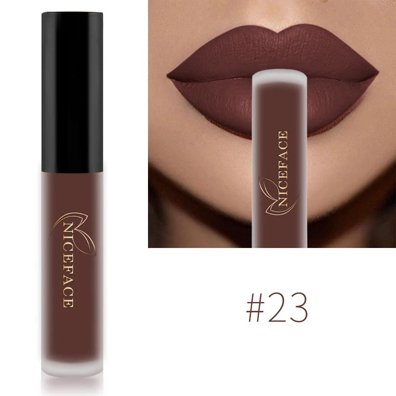 NICEFACE Nude Liquid Lipsticks Waterproof Velvet Matte Lip Gloss Long