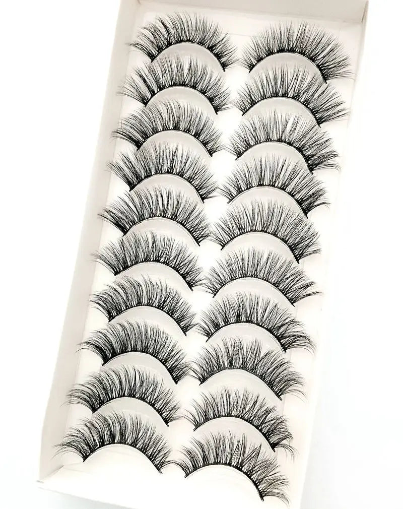 NEW 10 Pairs Natural False Eyelashes Fake Lashes Long Makeup 3d Mink Lashes