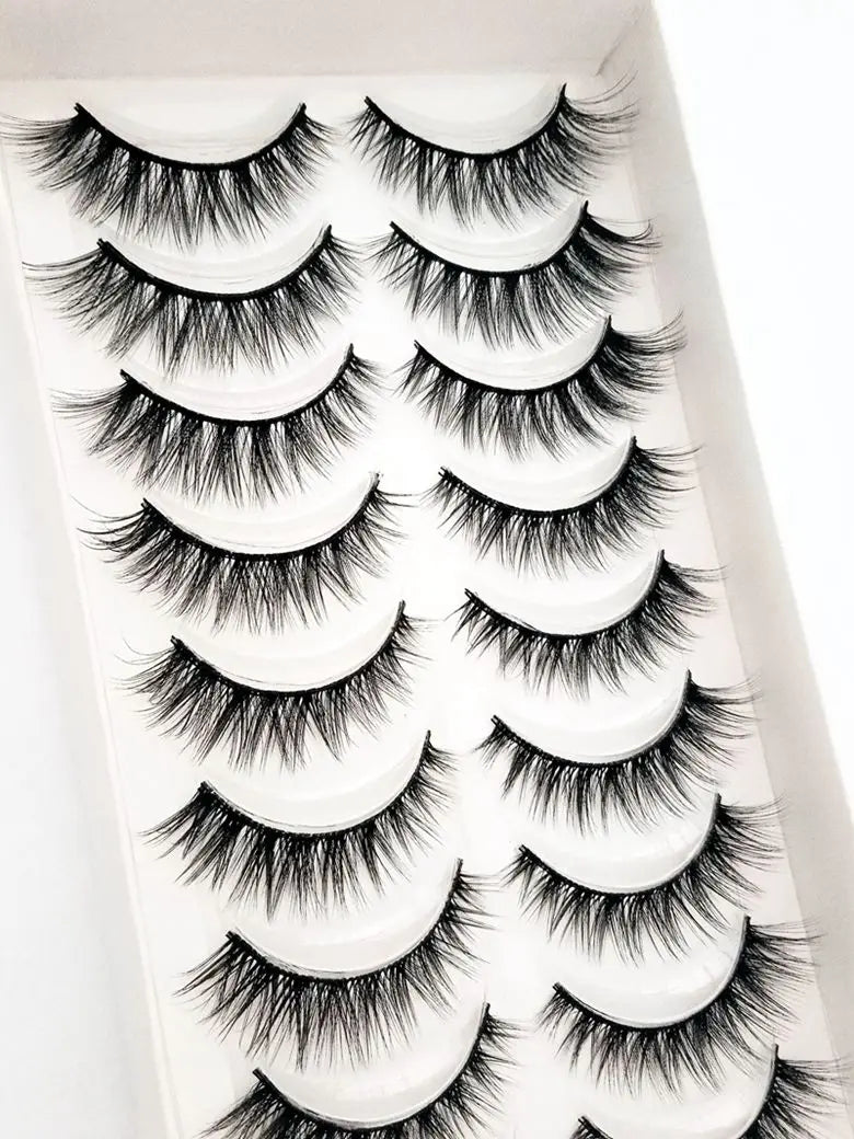 NEW 10 Pairs Natural False Eyelashes Fake Lashes Long Makeup 3d Mink Lashes