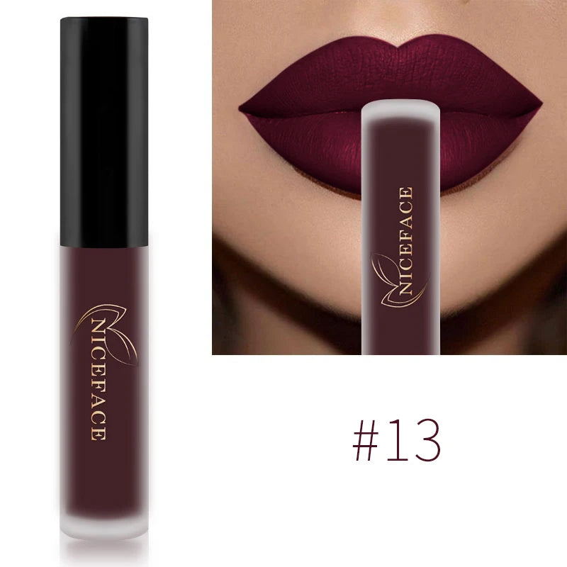 NICEFACE Nude Liquid Lipsticks Waterproof Velvet Matte Lip Gloss Long