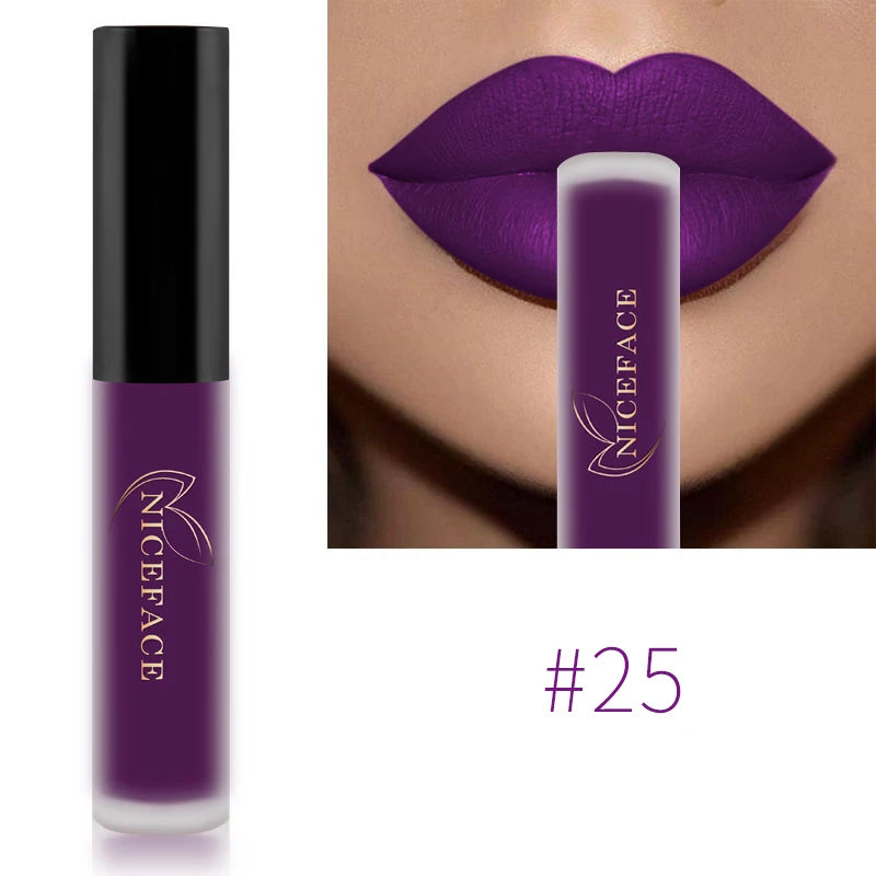 NICEFACE Nude Liquid Lipsticks Waterproof Velvet Matte Lip Gloss Long