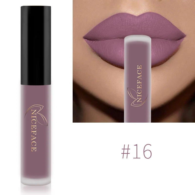 NICEFACE Nude Liquid Lipsticks Waterproof Velvet Matte Lip Gloss Long
