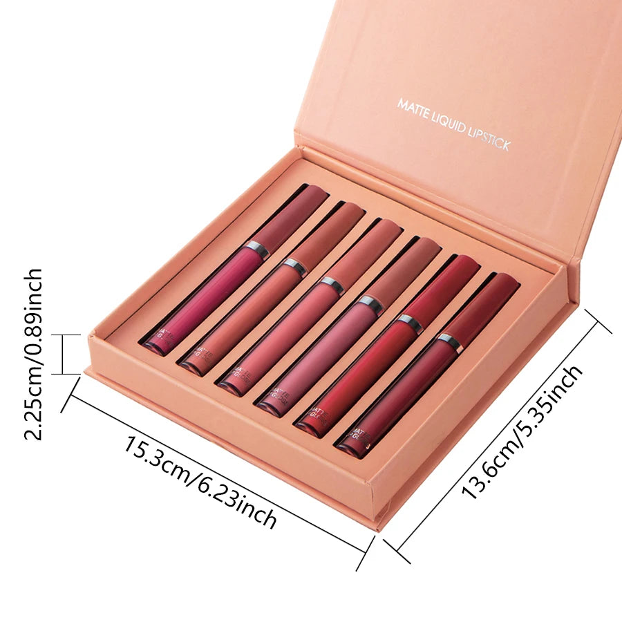 Matte Lip Gloss Set 6 Color Lipstick Smooth And Lasting Display Lip Gloss