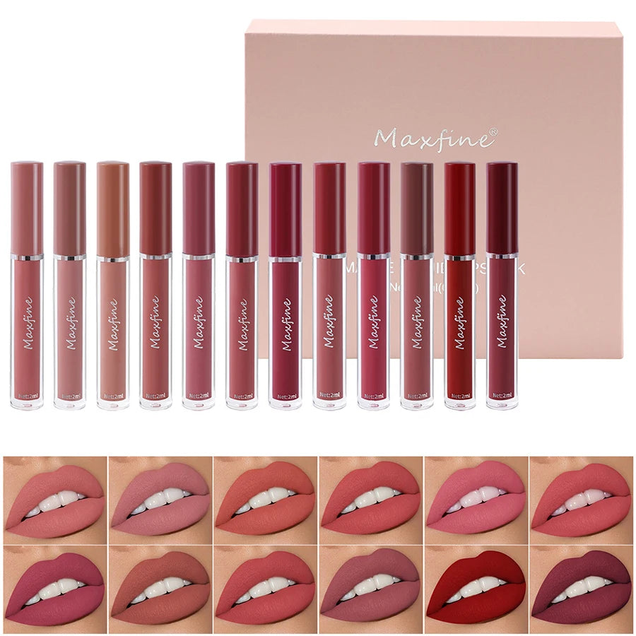 Matte Lip Gloss Set 6 Color Lipstick Smooth And Lasting Display Lip Gloss