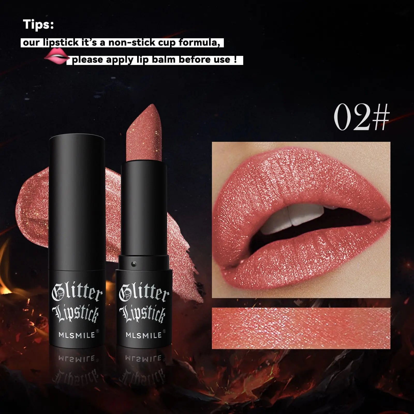 7Colors Glitter Lipstick Waterproof Long Lasting Diamond Pearlescent Metallic