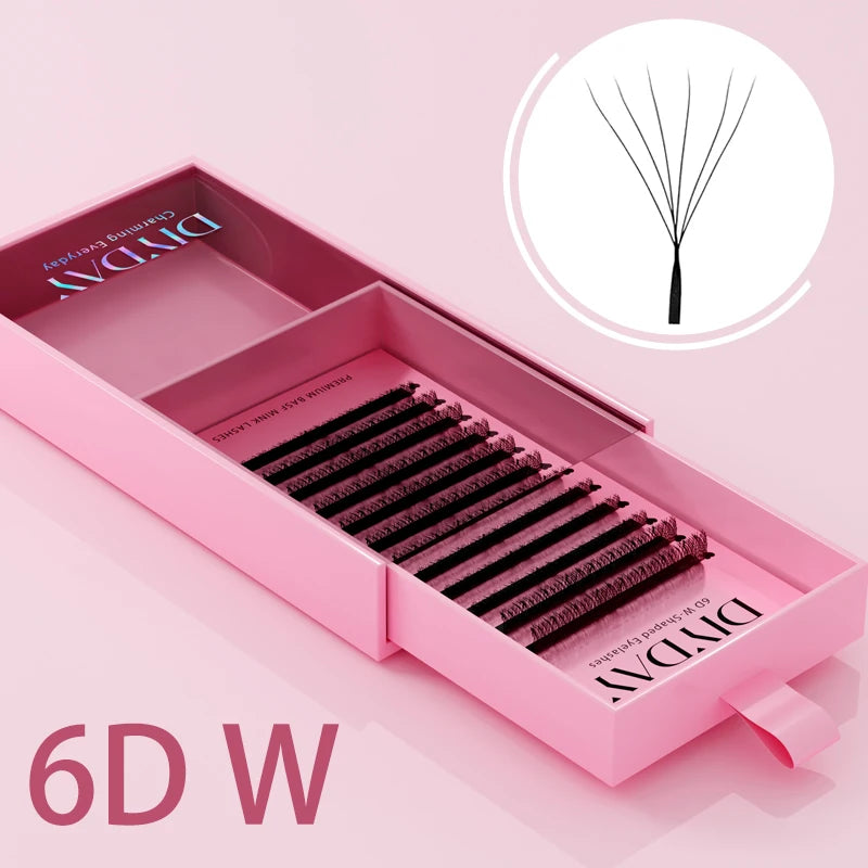 DIYDAY W-Shape Eyelash Extension 3d 4d 5d 6d 7d 8d W Lashes Natural Soft