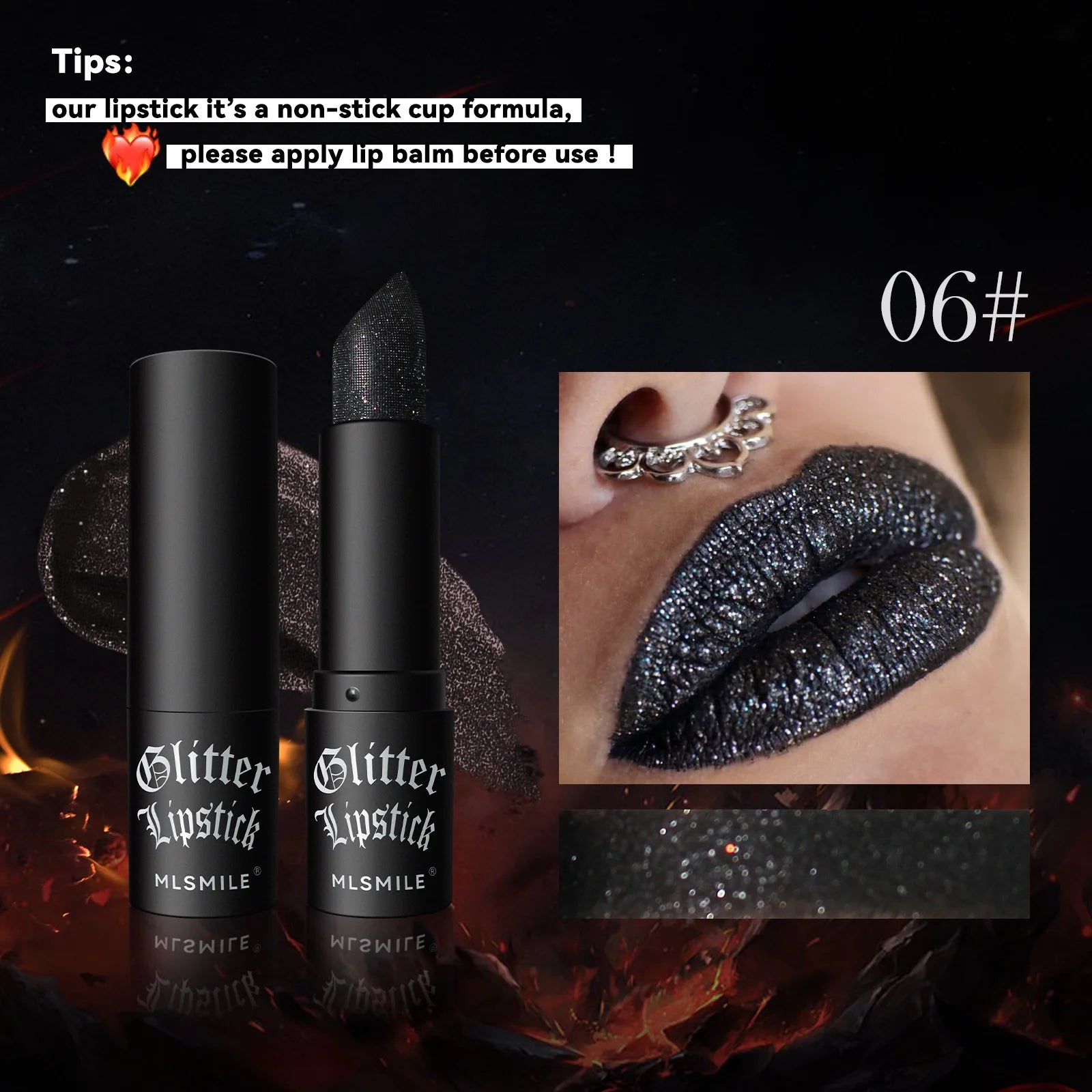 7Colors Glitter Lipstick Waterproof Long Lasting Diamond Pearlescent Metallic