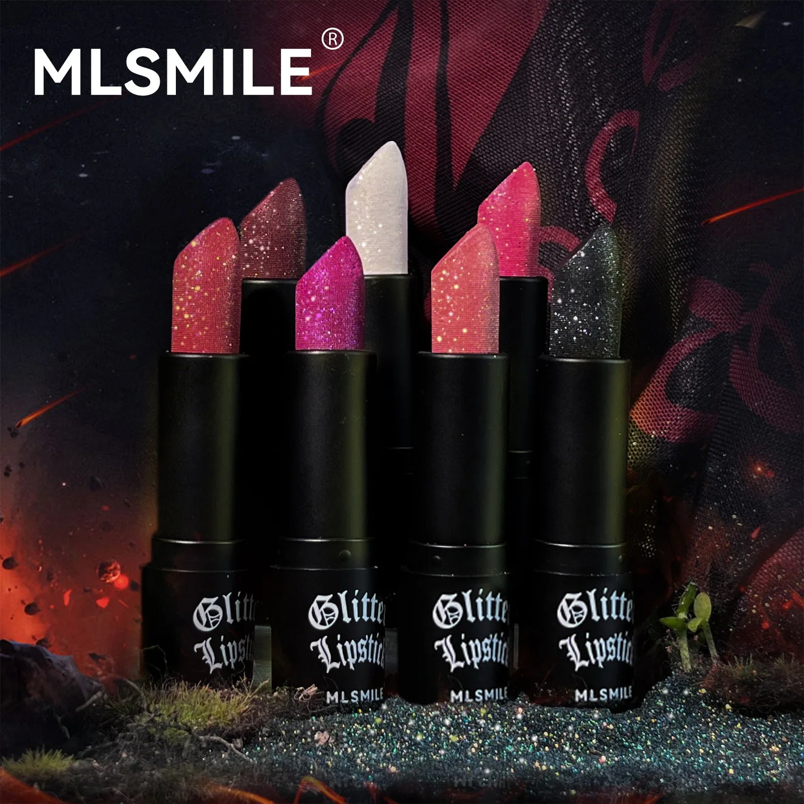 7Colors Glitter Lipstick Waterproof Long Lasting Diamond Pearlescent Metallic