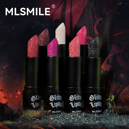 7Colors Glitter Lipstick Waterproof Long Lasting Diamond Pearlescent Metallic