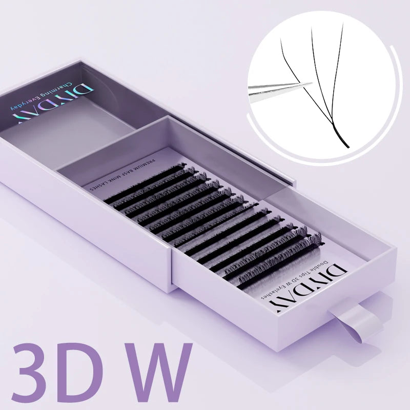 DIYDAY W-Shape Eyelash Extension 3d 4d 5d 6d 7d 8d W Lashes Natural Soft