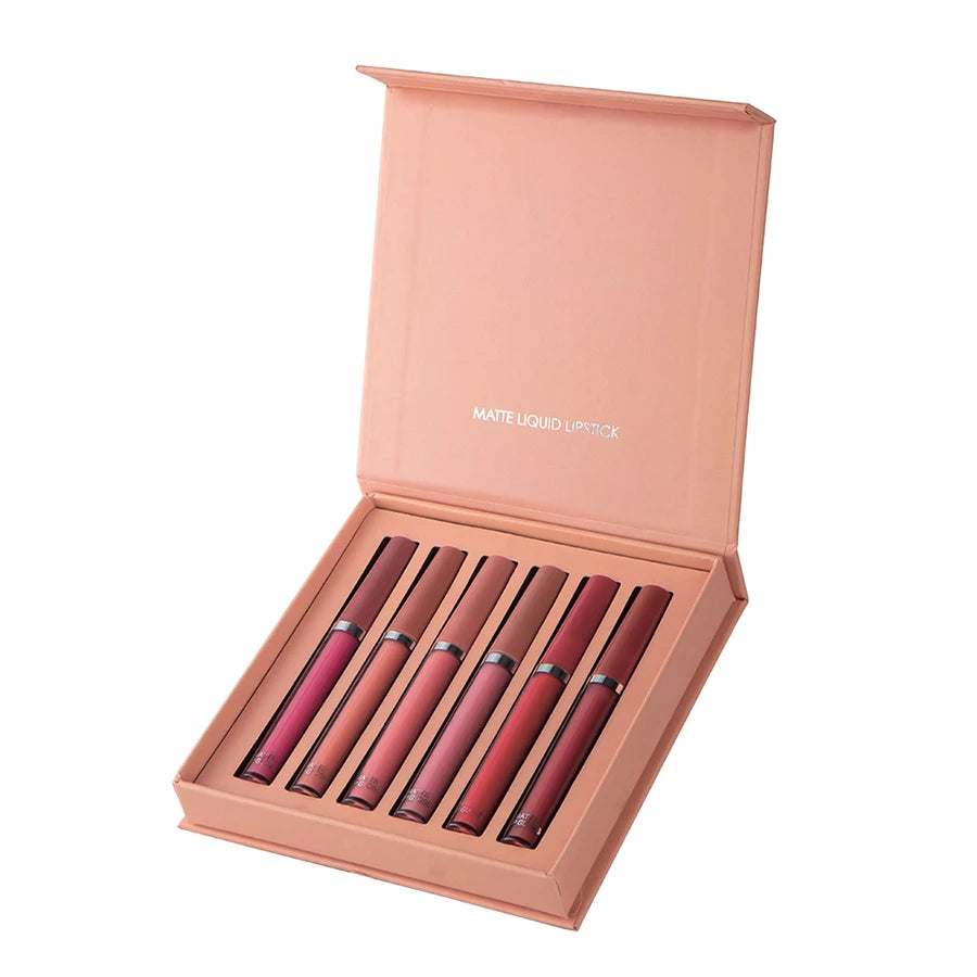 Matte Lip Gloss Set 6 Color Lipstick Smooth And Lasting Display Lip Gloss