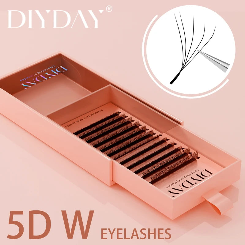 DIYDAY W-Shape Eyelash Extension 3d 4d 5d 6d 7d 8d W Lashes Natural Soft
