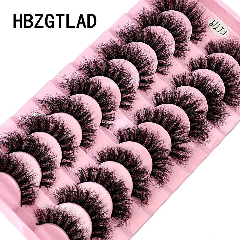 HBZGTLAD New 10 Pairs Natural False Eyelashes Fake Lashes Long Makeup 3d